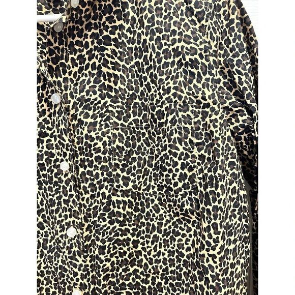 J. Crew Factory Women’s Button Down Cotton Poplin Shirt Leopard Print Size Large - Picture 2 of 6